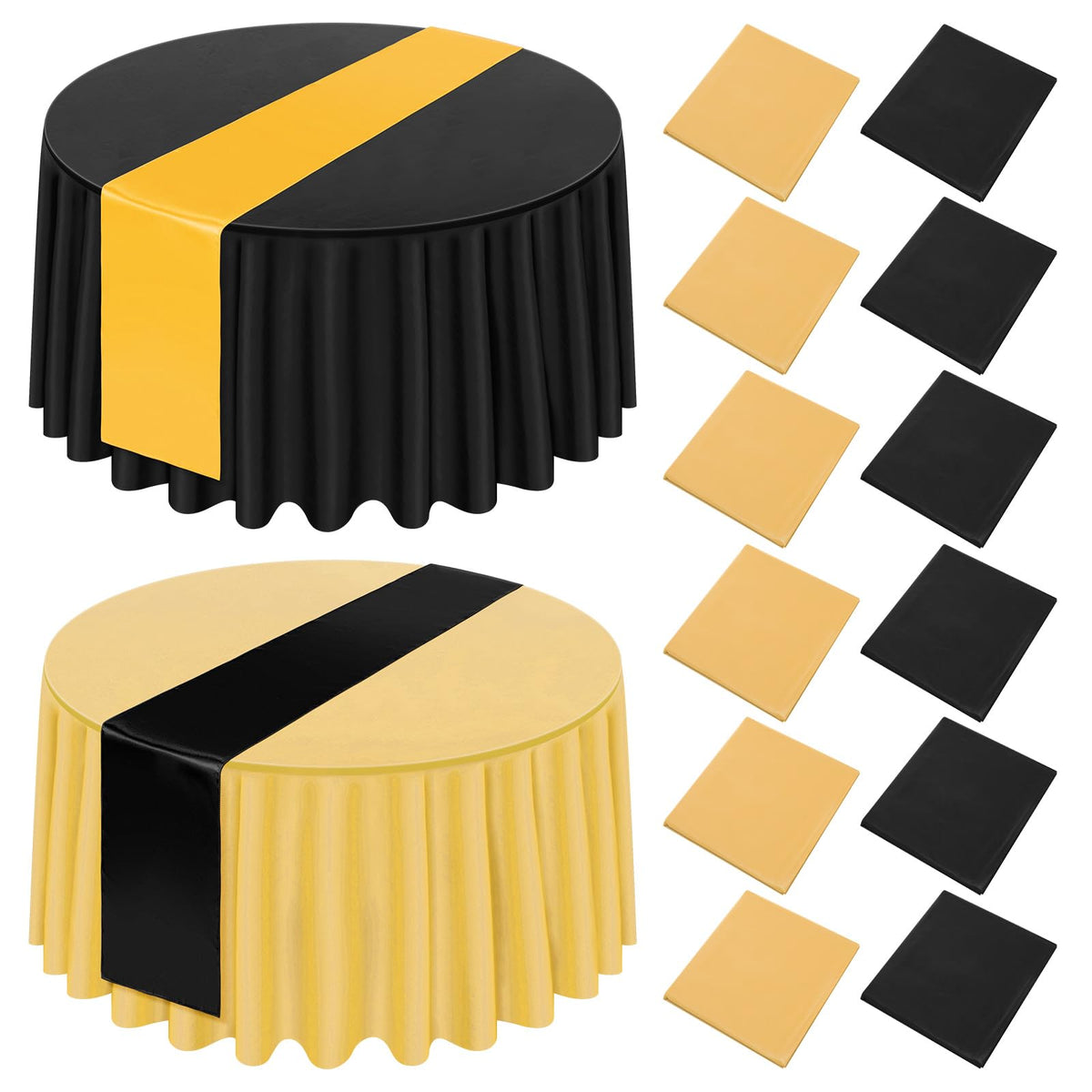 12-teiliges Tischdeko-Set Schwarz & Gold – für 6 Tische