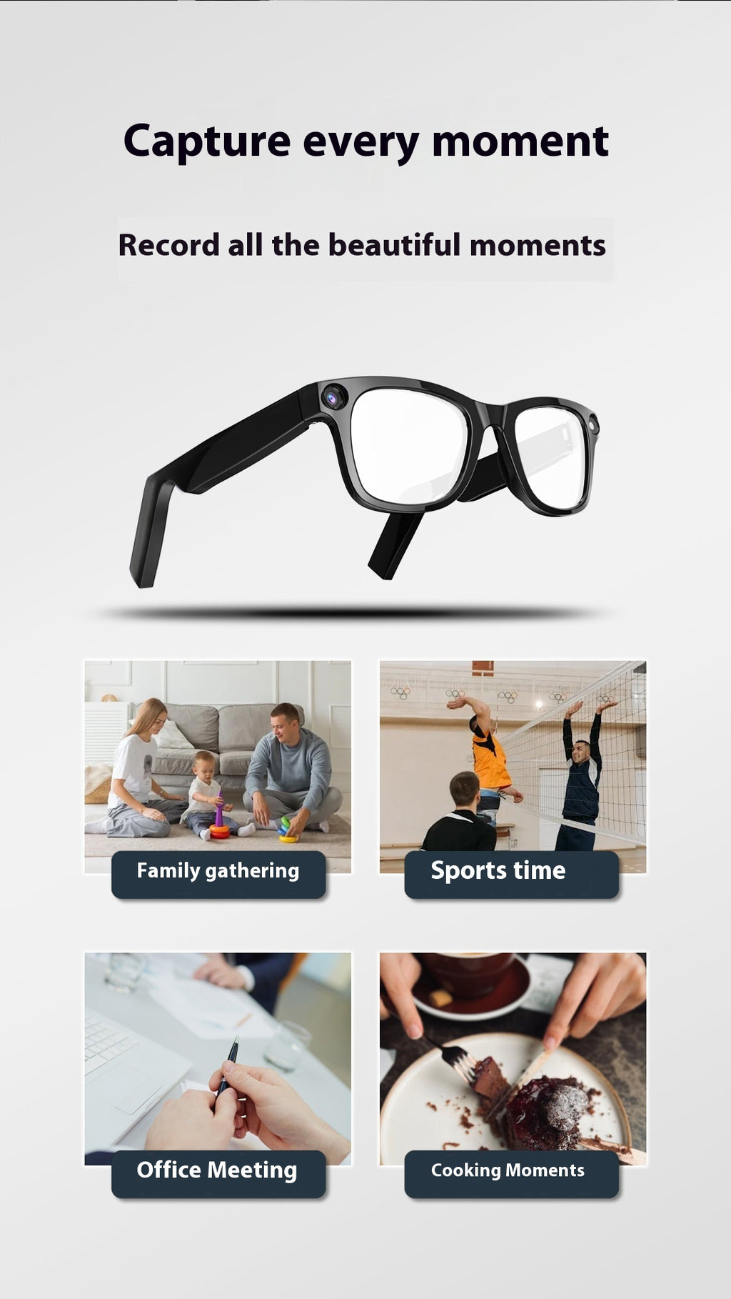 KI Smart Glasses mit HD-Kamera – Übersetzung & Sprachsteuerung
