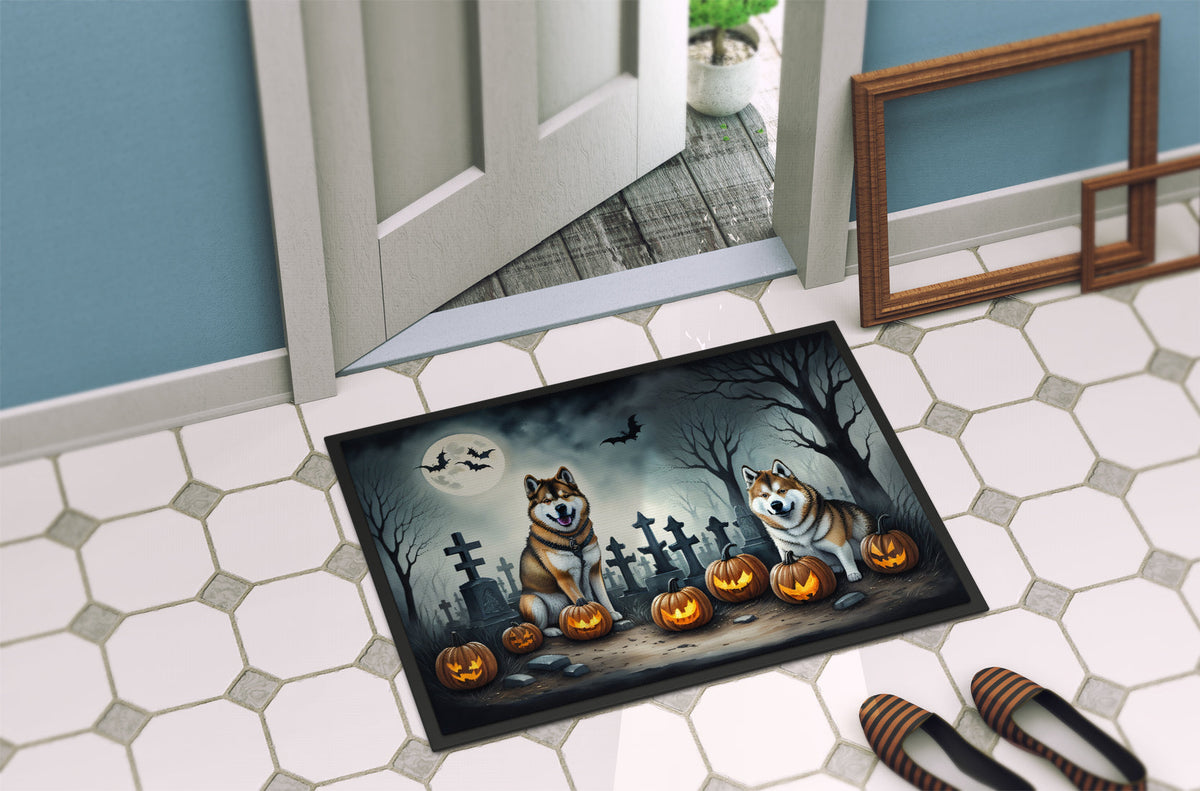 Halloween-Fussmatte mit Akita-Motiv – 46 × 69 cm