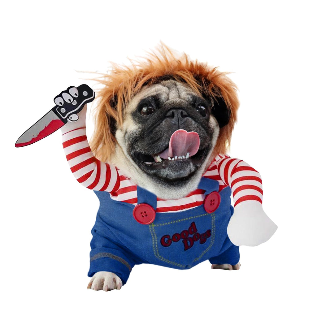 Halloween Horror-Kostüm für Hunde – mit Perücke