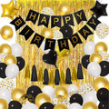 Schwarz-Gold Party-Deko Set mit Ballons & Happy Birthday Banner