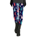 Plus Size Weihnachts-Leggings für Damen – Blau mit Wintermotiv