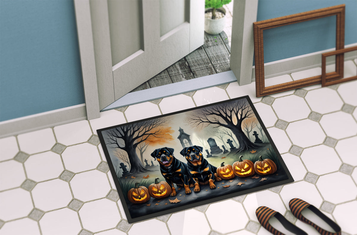 Halloween-Fussmatte mit Rottweiler-Motiv – 46 × 69 cm
