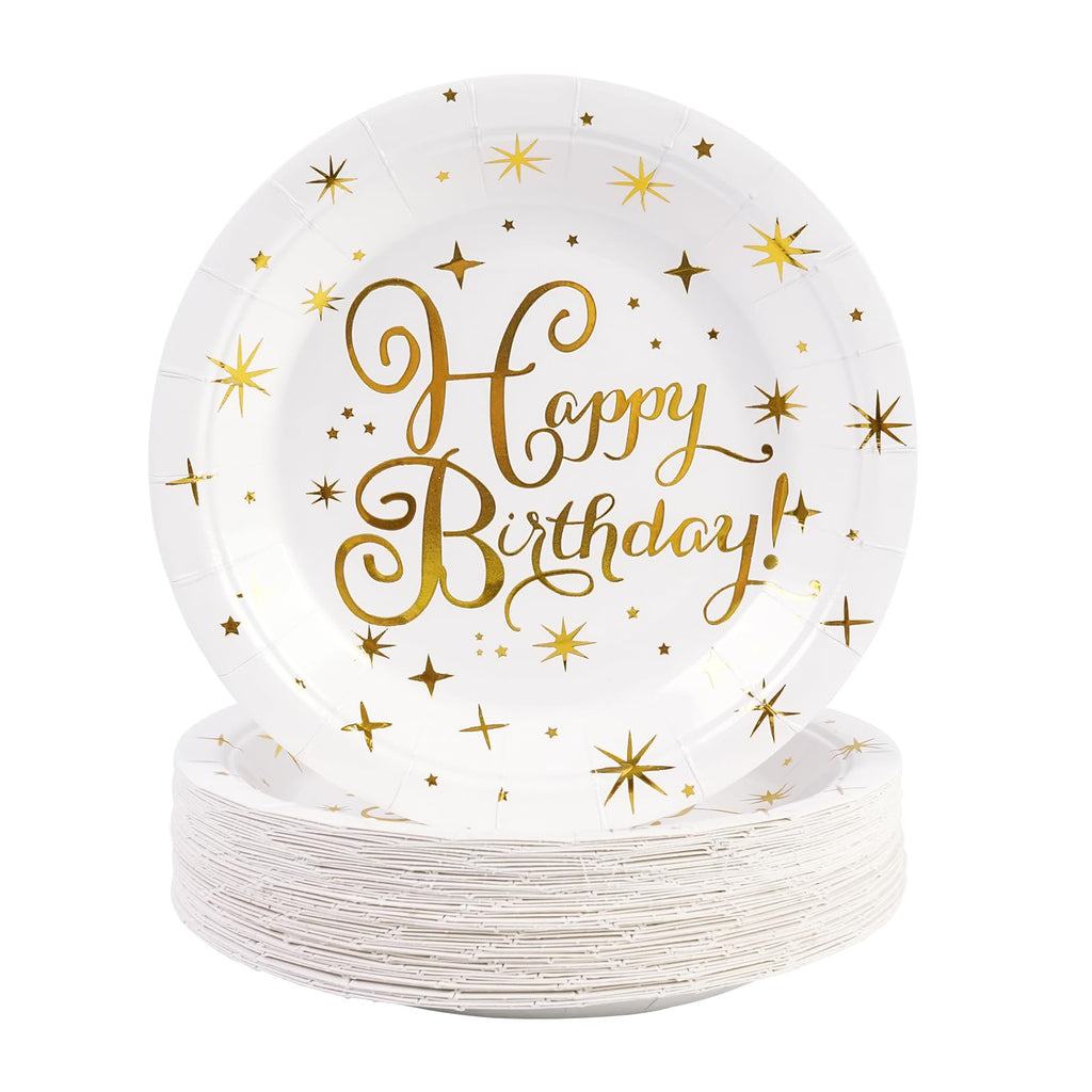 50er-Set Partyteller Weiss & Gold – 18 cm