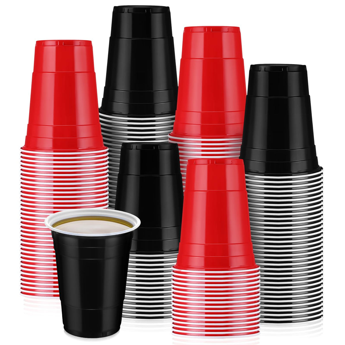 50er-Set Partybecher Schwarz & Rot – 470 ml