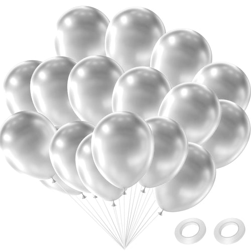 100er-Set Metallic-Silber Ballons – 30 cm