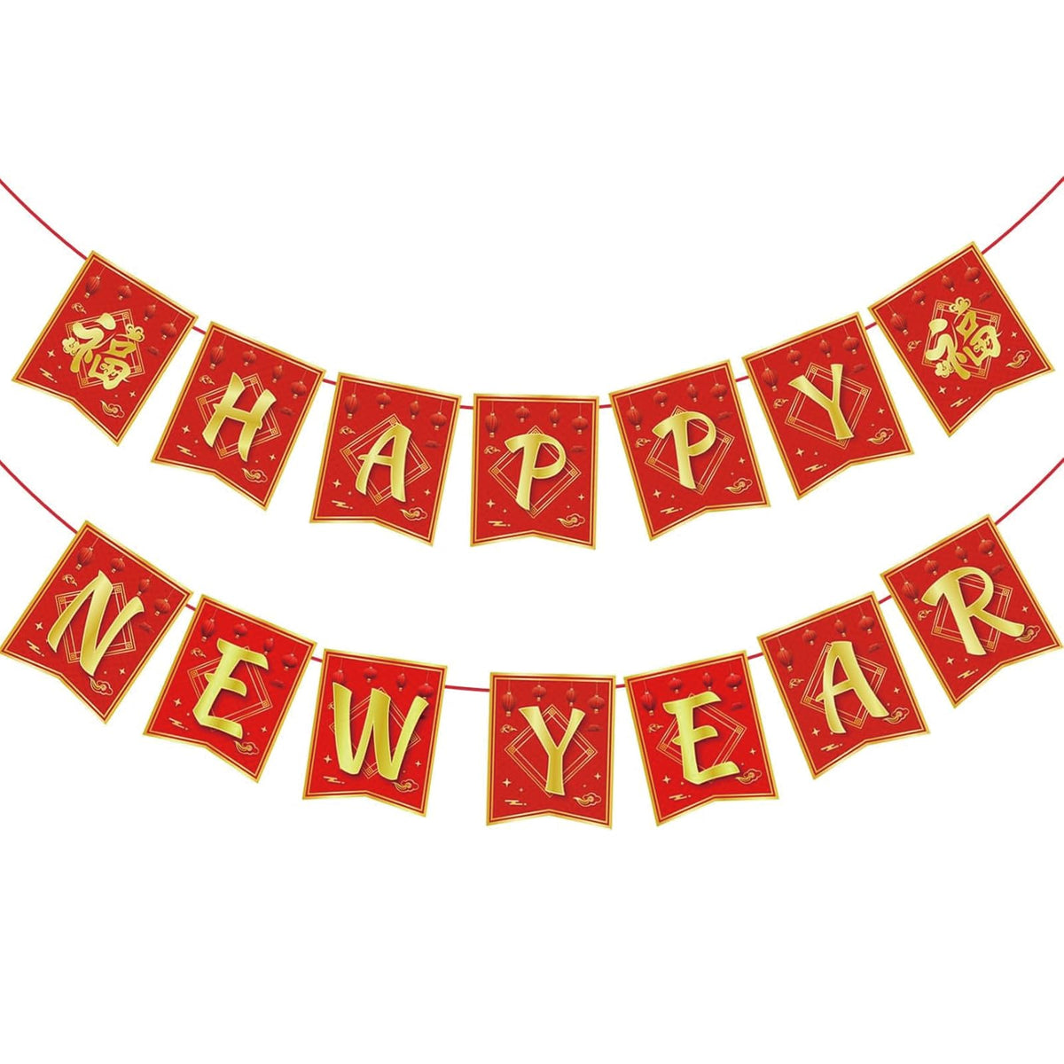 5 m Girlande zum Chinesischen Neujahr – Rot & Gold