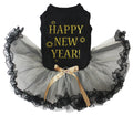 Silvester-Hundekleid Schwarz & Gold mit Spitze