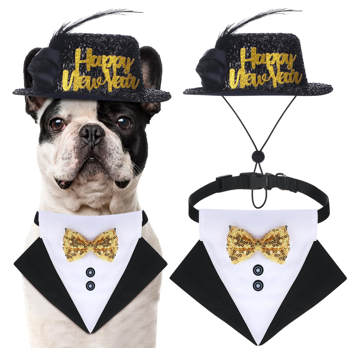 2-teiliges Silvester-Kostüm für Hunde – Hut & Halstuch