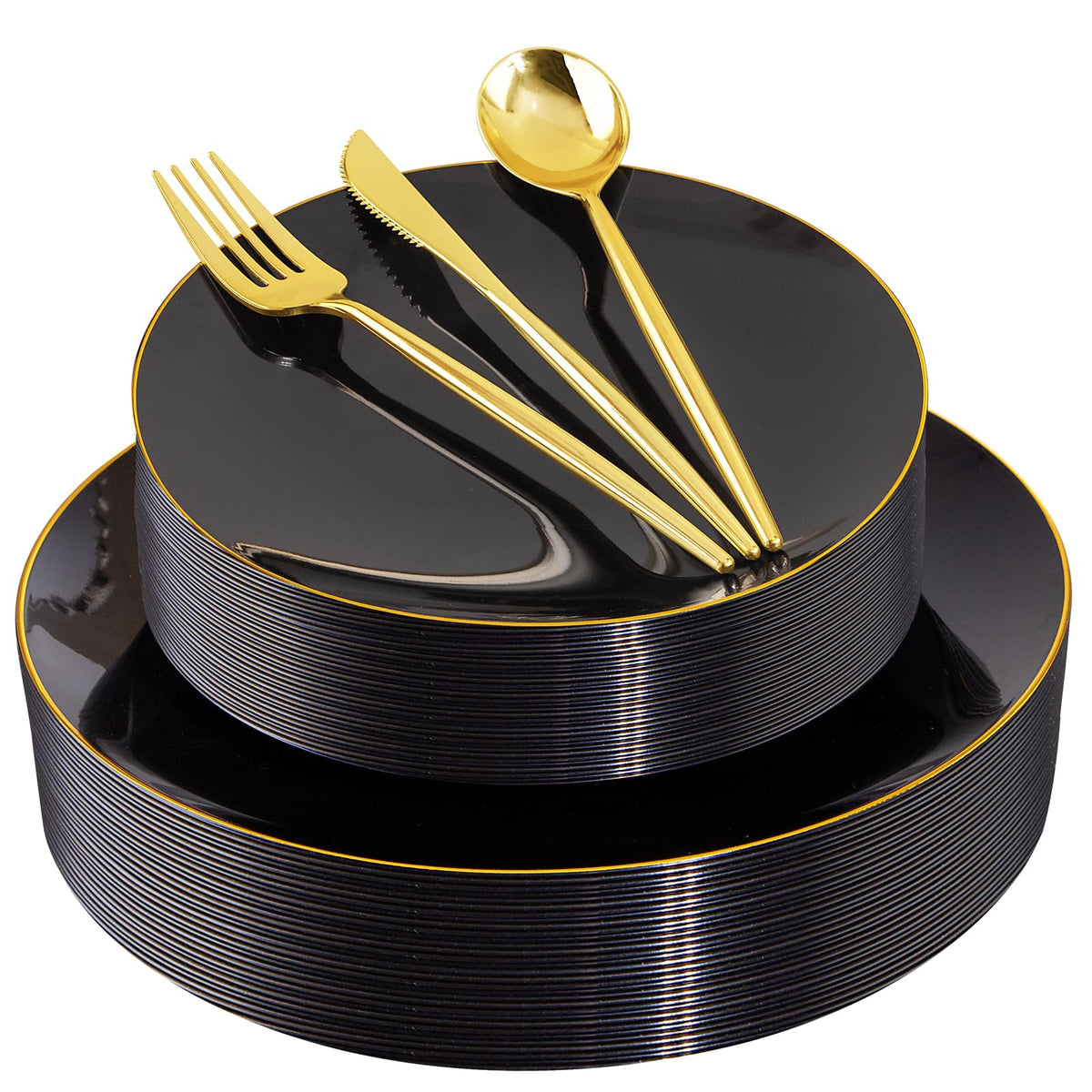 150-teiliges Partygeschirr-Set Schwarz & Gold – für 30 Personen