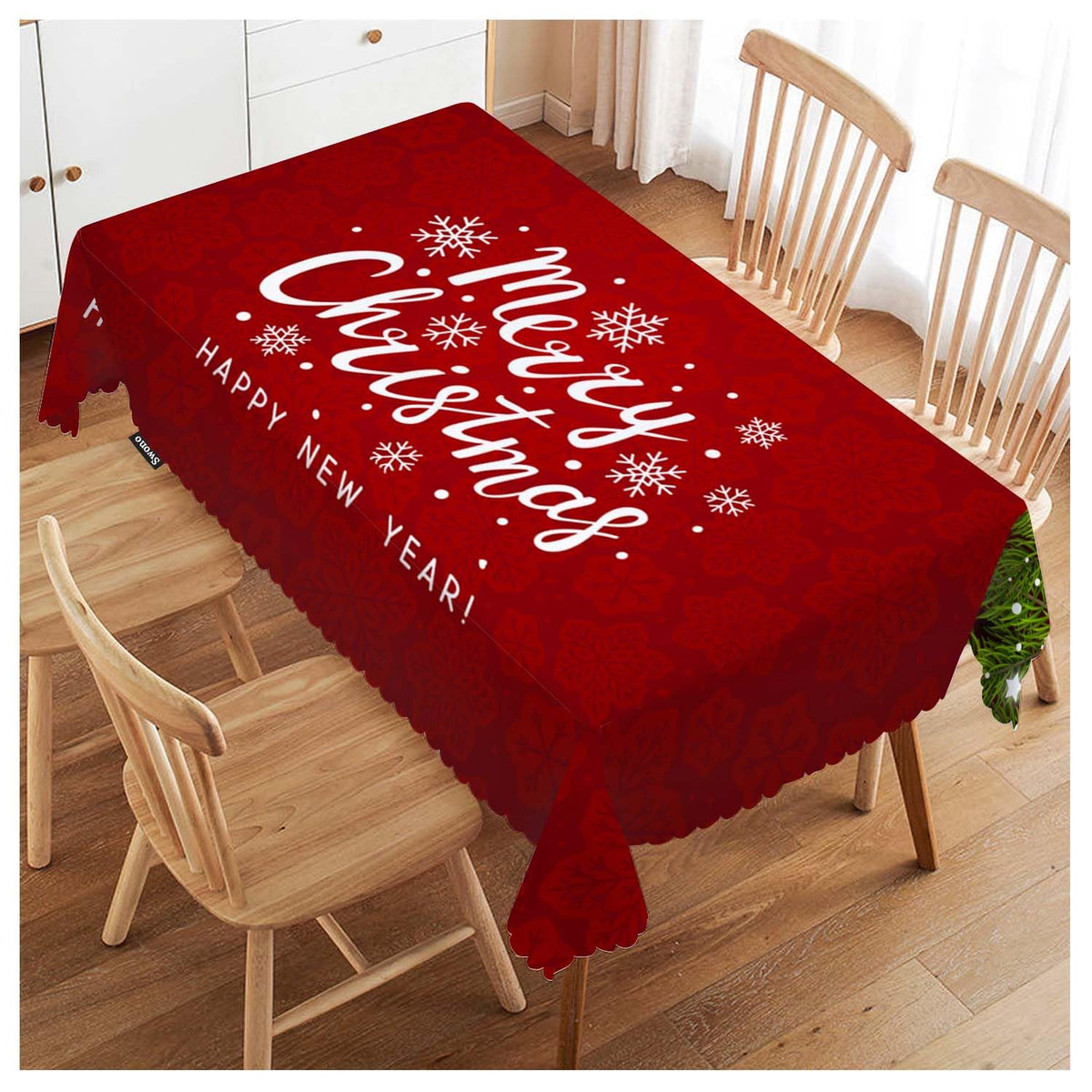 Weihnachtliche Tischdecke mit Tannenbaum-Motiv – Rot