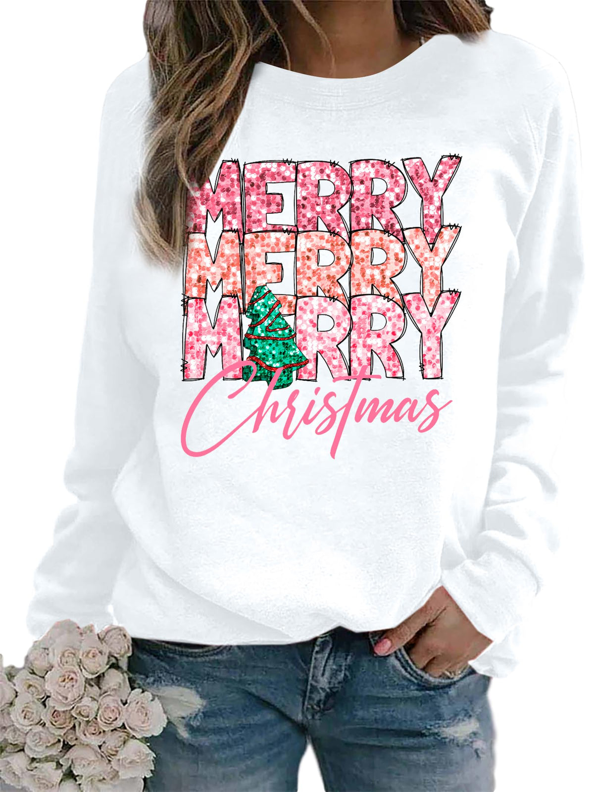 Weihnachts-Sweatshirt für Damen – Merry Christmas Print