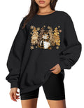 Damen Weihnachts-Sweatshirt Schwarz – Merry Christmas & Leo-Tannenbaum