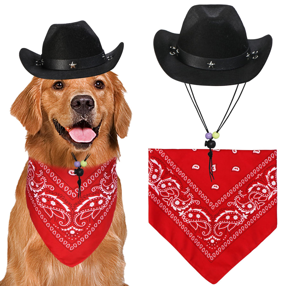 Cowboy-Kostüm für Hunde – Hut & Halstuch