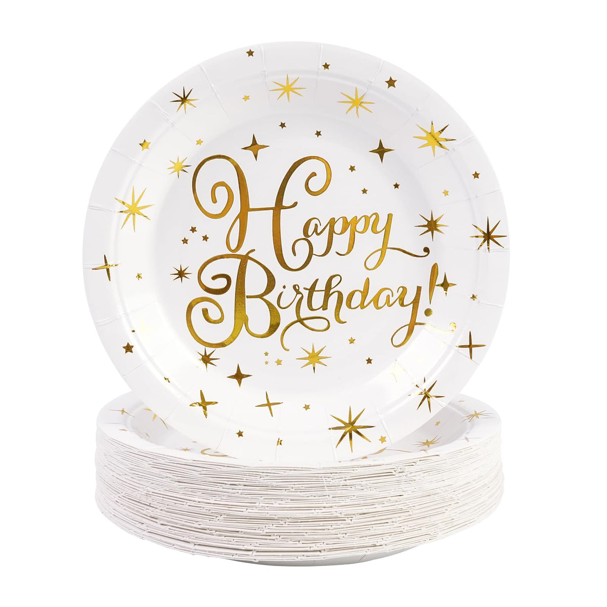 50er-Set Partyteller Weiss & Gold – 18 cm