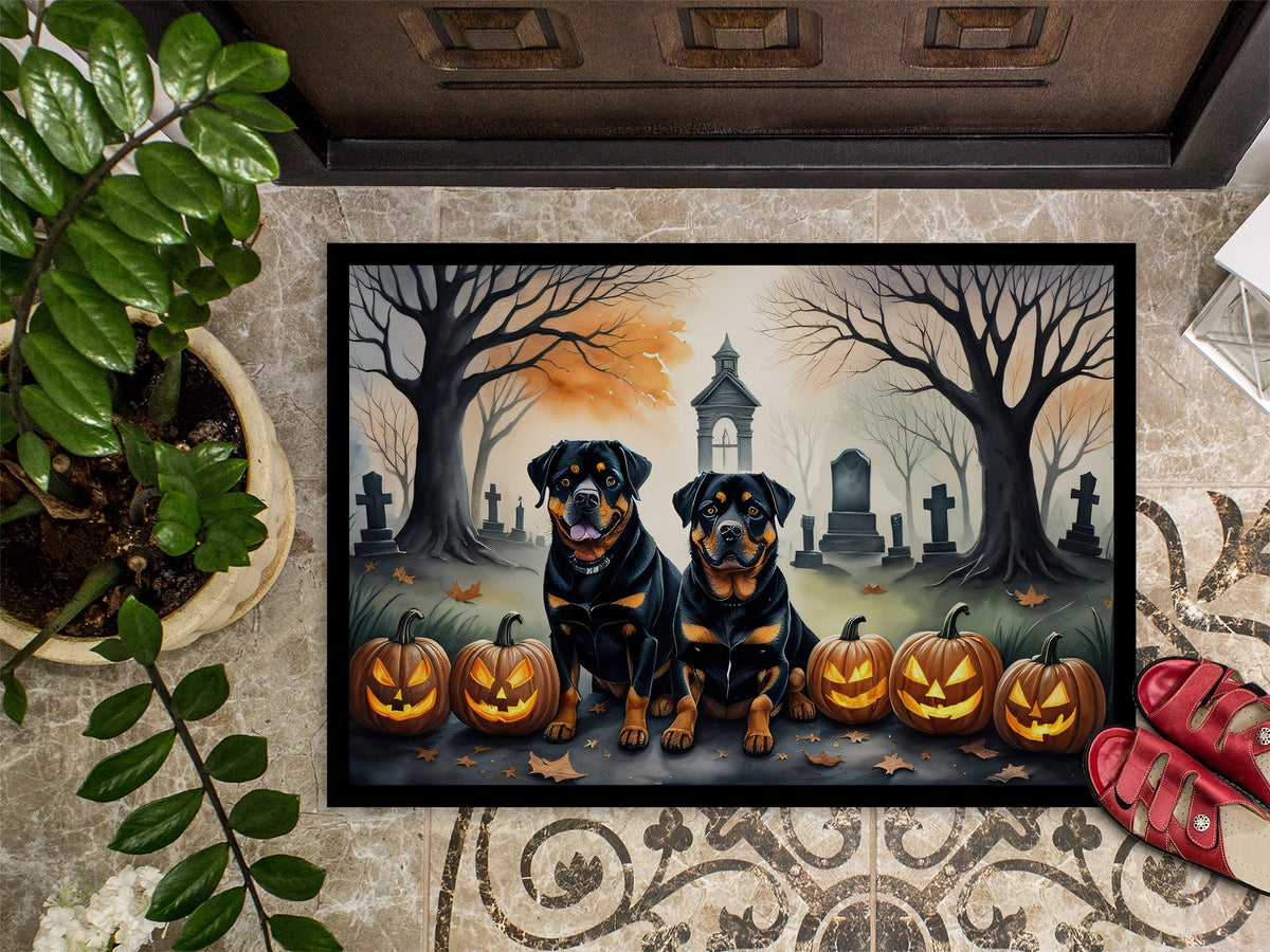 Halloween-Fussmatte mit Rottweiler-Motiv – 46 × 69 cm