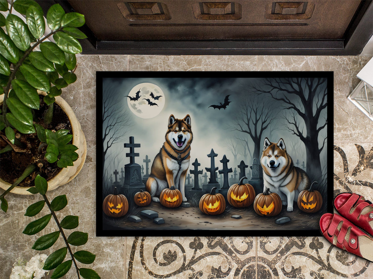 Halloween-Fussmatte mit Akita-Motiv – 46 × 69 cm