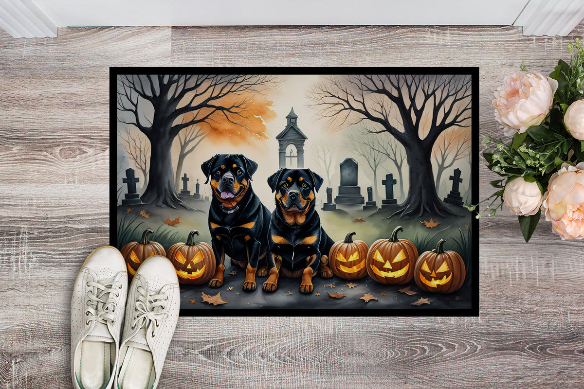 Halloween-Fussmatte mit Rottweiler-Motiv – 46 × 69 cm