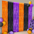 Halloween Lametta-Vorhang Orange, Schwarz & Lila – 2er-Set